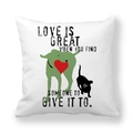 Federa per cuscino quadrata con sagoma di cane verde e citazione d'amore su sfondo bianco - Trova il Grande Amore (Stile 7) / 45x45cm