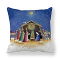 Weihnachtskissenbezug mit Krippenmotiv, Maria, Josef und Jesus im Stall - Illustration der Heiligen Familie der Geburt Christi (1) / 45*45cm (Ohne Kern)