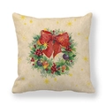 Christmas wreath peach skin pillowcase with red bow and berry festive pattern - Beige Christmas Wreath and Stars Style (9)