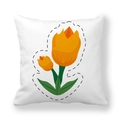 Funda de cojín cuadrada con estampado de tulipán naranja en tela piel de melocotón - 45x45 cm / Estilo de Tulipán Naranja / 5