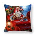 Detail of Christmas peach skin pillowcase with Santa Claus in a red sleigh - 45x45cm / Santa On Sleigh In Moonlit Night Style (11)