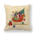 Christmas peach skin pillowcase with festive teddy bear on a red gift sleigh - Beige Christmas Sleigh and Teddy Style (10)