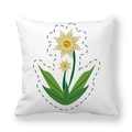 Funda de cojín cuadrada de piel de melocotón con flores amarillas y borde de puntos - 45x45 cm / Estilo Floral Amarillo / 6