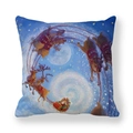 Christmas Santa Claus sleigh oil painting square peach skin pillowcase on white background - Moonlit Sleigh Flight (24)