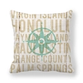 Detailansicht des Kompassdrucks und nautischen Textes auf dickem Pfirsichhaut-Kissen - Vintage Compass