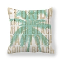 Dicker Kissenbezug mit Florida Palmen-Druck auf Vintage-Holzoptik für Sofa-Deko - Florida Destinations