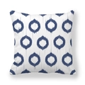 Modern white peach skin pillowcase with deep blue ikat style concentric circle pattern - White Navy Concentric Circles (13)