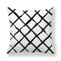 Close-up of minimalist black and white grid pattern pillowcase with soft texture - White Base Black Grid