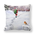 Christmas peach skin pillowcase featuring Santa walking in snow with a reindeer - Santa Carrying Sack in Snow Style (21)