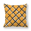 Macro detail of geometric mesh pattern on yellow and white velvet cushion cover fabric - Ginger Base Black White Grid