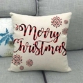 Federa cuscino natalizia con scritta Merry Christmas a quadri rosso nero e fiocchi - Stile Lettere a Quadri e Fiocchi di Neve (20) / 45x45cm