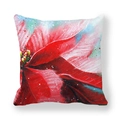 Christmas peach skin pillowcase featuring artistic red poinsettia and snowflake print - Artistic Poinsettia Style (22)
