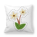 Funda de cojín cuadrada con diseño minimalista de flores blancas dibujadas a mano - 45x45 cm / Estilo de Ilustración de Planta Minimalista / 9