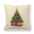 Christmas tree peach skin pillow case with colorful gift boxes on beige fabric - Christmas Tree with Stars and Ribbons Style (14)