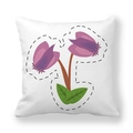 Funda de cojín con estampado de flores moradas en piel de melocotón y costuras - 45x45 cm / Estilo de Línea Geométrica Flor Púrpura / 10