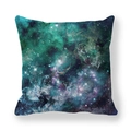 Nordischer Kissenbezug mit buntem Galaxie-Nebel-Druck auf weichem Pfirsichhaut-Gewebe - 45x45 cm / Cyan-Teal-Nebel-Landschaft (4)