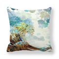 Close-up of Japanese style ocean wave and floral print on soft peach skin pillowcase - 18x18 Inch / Japanese Ukiyo-e Gold Koi Wave (5)