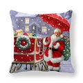 Christmas peach skin pillowcase with Santa Claus and red sleigh Joy print design - Santa and Red Sleigh Style (20)