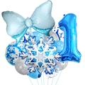 Blaues Schneeflocken Ballon-Set zum ersten Geburtstag mit Folienbogen und Zahlen - Schneeflocke Ballon Bündel 1