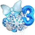 Blaues Schneeflocken-Ballon-Set zum 3. Geburtstag mit großer Schleife und Folienballons - Schneeflocke Ballon Bündel 3