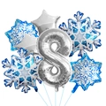 Blue snowflake balloons and silver number 8 foil balloon set for birthday party decoration - Silver Number 8 Set
