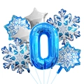 Blue number 0 foil balloon set with snowflake and star decorations for birthday parties - Blue Number 0 Set