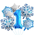 Blue number 1 balloon set with snowflake and silver star foil balloons for birthday decor - Blue Number 1 Set
