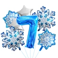 Blue number 7 foil balloon set with snowflake patterns and silver stars for party decor - Blue Number 7 Set