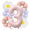 40-inch matte pink number 3 foil balloon with daisy flower party decorations kit - Baby Pink (3)