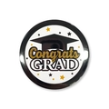Macro detail of glossy Graduation badge featuring Congrats GRAD text and a black mortarboard - White Congrats GRAD Style (Style 1) / 58mm