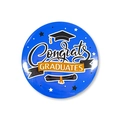 Blue Congrats Graduates tinplate badge with graduation cap and diploma on white background - Blue Congrats GRADUATES Style (Style 10) / 58mm