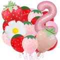 Set di palloncini fragola con margherita e numero 2 per festa di compleanno bimbi - Set Fragola Numero Due