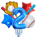 Details zum Baseball-Party-Ballonset mit großer blauer Nummer Zwei und Sportausrüstung - Nummer 2 Set (棒球加油棒套装2)