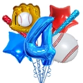 Baseball Party Ballonset mit Zahl 4, Handschuh und Schlägern für den 4. Geburtstag - Nummer 4 Set (棒球加油棒套装4)