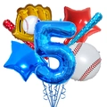 Baseball themed 5th birthday balloon set with number 5 and sport accessories for decoration - Number 5 Baseball Cheering Sticks Set