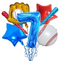 Baseball themed party balloon set with number 7 and athletic equipment designs - Number 7 Set (Baseball Cheering Stick Set 7)