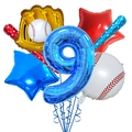 Baseball theme party set with blue number 9 and baseball glove foil balloons - Number 9 Baseball Cheering Stick Set