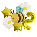 Detail-Set aus Biene, Gänseblümchen und Goldsternen mit großer Zahl 2 für Geburtstage - Biene Gänseblümchen Stern Nummer 2 Ballon