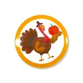 Spilla rotonda del Ringraziamento con tacchino e zucca su sfondo bianco pulito - 58mm / Zucca con Tacchino