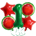 Wassermelonen-Ballon-Set zum 1. Geburtstag mit grüner Zahl Eins und Sternballons - Nummer 1 Set