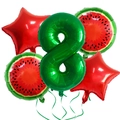 Watermelon fruit theme 8th birthday party balloon set with foil stars and ribbons - Watermelon Set 8