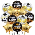 Set di palloncini per laurea nero, oro e bianco con stelle e scritta Congrats Grad - Stile Alluminio Tondo Laurea