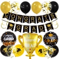 Kit decorazioni laurea con striscioni Congrats Grad e palloncino a trofeo d'oro - Stile Trofeo Banner