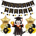 Abschlussfeier Deko-Set mit Congrats Grad Banner und schwarz-goldenen Ballons - Abschlussfeier Mädchen Student Set