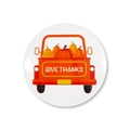 Thanksgiving tinplate badge with pumpkin truck design and Give Thanks greeting - 58mm / Harvest Pumpkin Truck