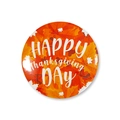 Round Thanksgiving tinplate badge featuring autumn maple leaves and happy day text - 58mm / Layered Maple Leaves