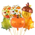 Dettaglio del set di 6 palloncini per il Ringraziamento con zucca, foglia d'acero e ghianda - Stile della serie del Ringraziamento (B)