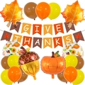 Set decorativo Ringraziamento con striscione Give Thanks e palloncini in alluminio - Set di Palloncini con Banner del Ringraziamento