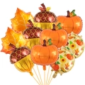 Set di palloncini per il raccolto autunnale con zucca e foglie di acero per Thanksgiving - Stile della serie del Ringraziamento (D)
