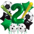 Soccer theme birthday balloon set with number 2 and football foil shapes for parties - Number 2 Set